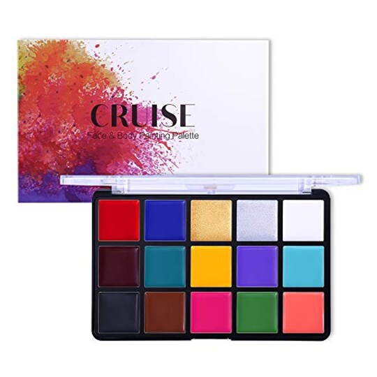 UCANBE; Face Body Paint Oil, Professional 15 Colors FX Makeup Palette- Non Toxic Hypoallergenic Safe Facepaint for Halloween, Cosplay Costumes, Parties and Festivals; Category:Halloween Decorations; Image:1